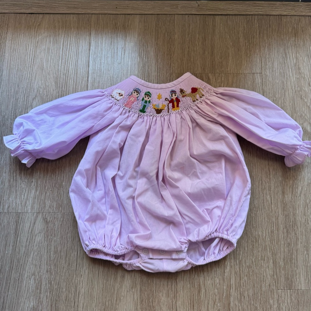 Pink Embroidered Kids One Piece